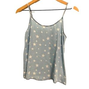 Chambray Star Print Blue / White Strappy Top XS